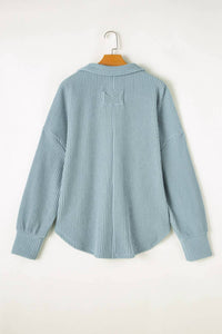 66Disco - Turn-down V-neck Drop Shoulder Top - Plus