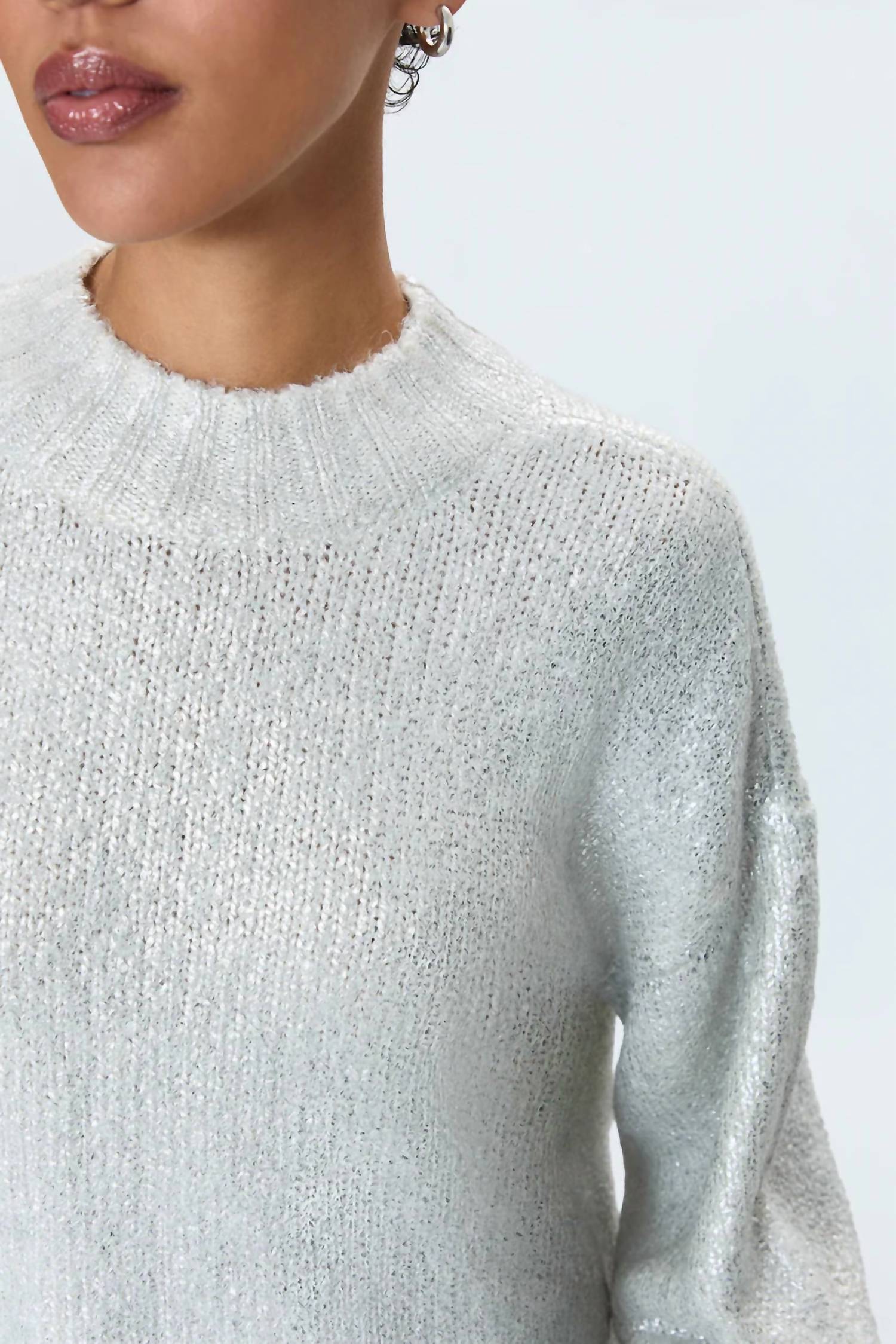 PISTOLA Ilana Mock Neck Sweater Top in silver - women's sweater - alternate view