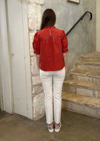 Ulla Johnson - Virginia Water Washed Eyelet Poplin Lace Collar Blouse