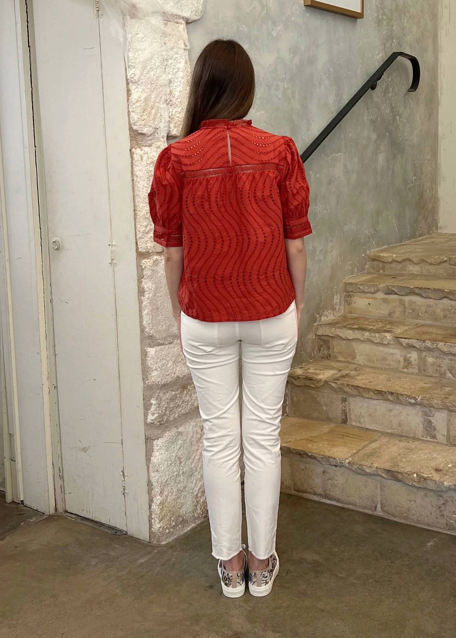 Ulla Johnson - Virginia Water Washed Eyelet Poplin Lace Collar Blouse