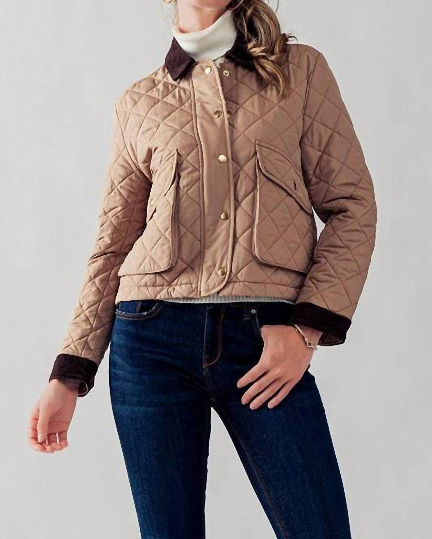 Love Tree - Barn Quilted Padded Jacket with Corduroy Trim