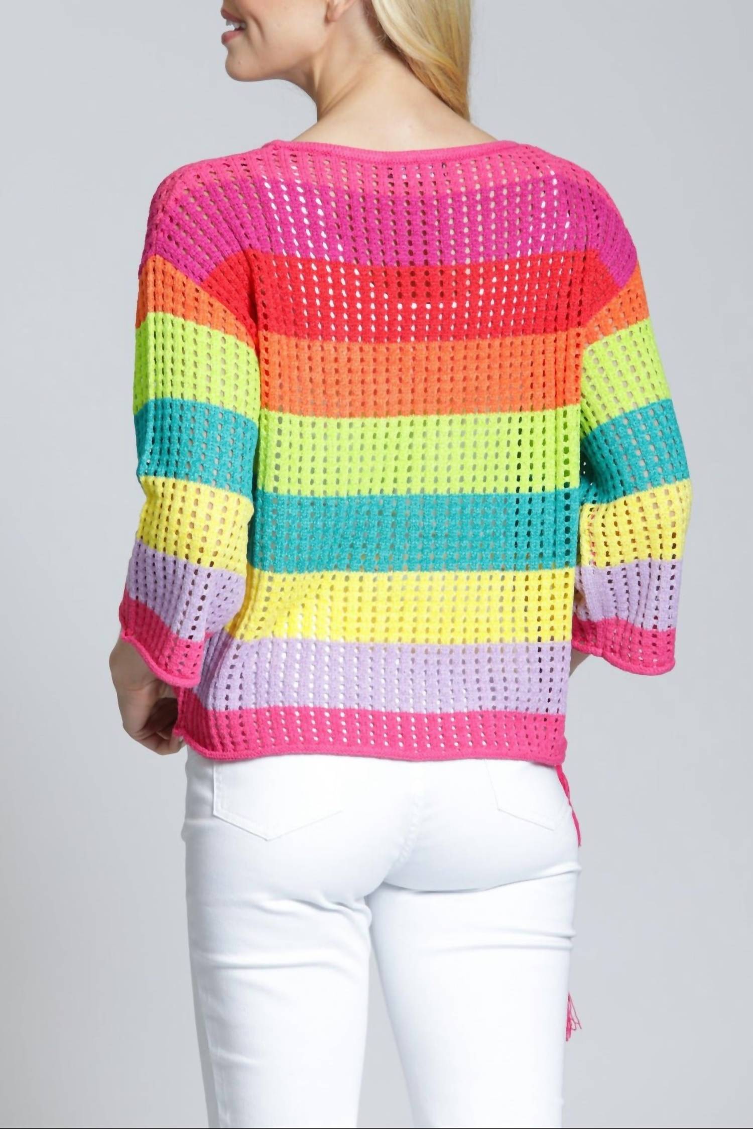 Apny - Lattice Stripe Crew Top