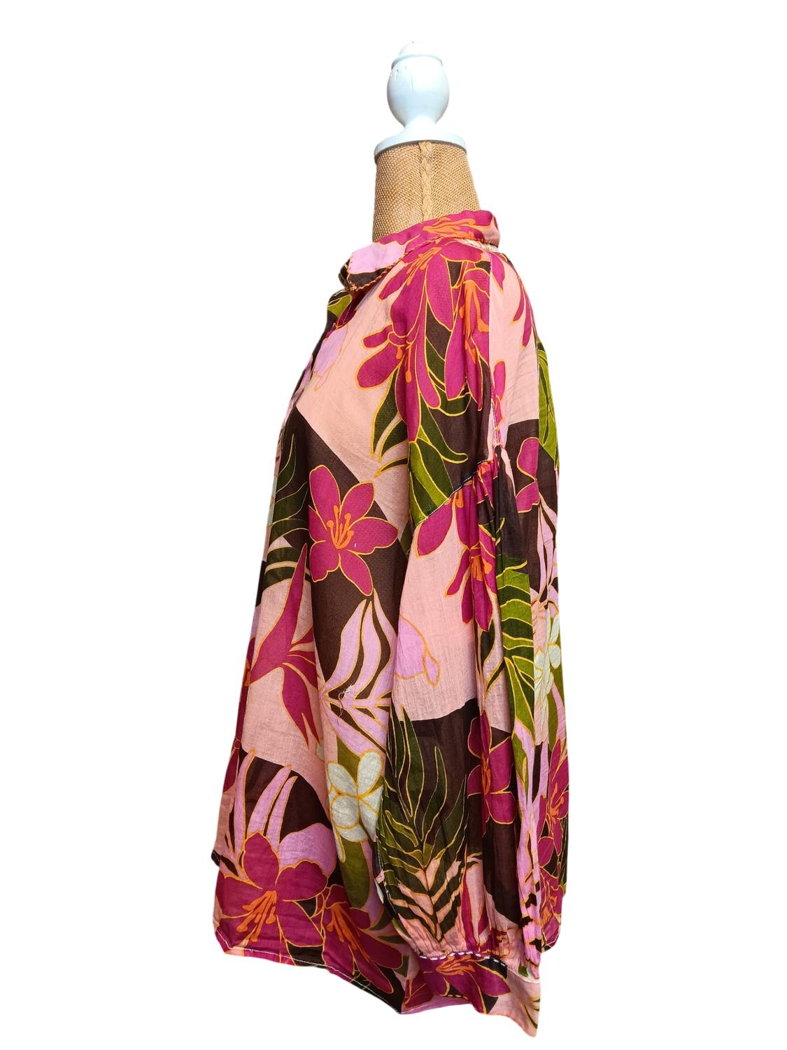 Dolma Women's Printed Blouse in multi floral - women's blouse - detail view