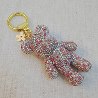 Ellison+Young Women's Twinkle Teddy Bag Charm in pink aurora borealis crystal bear - women's accessory