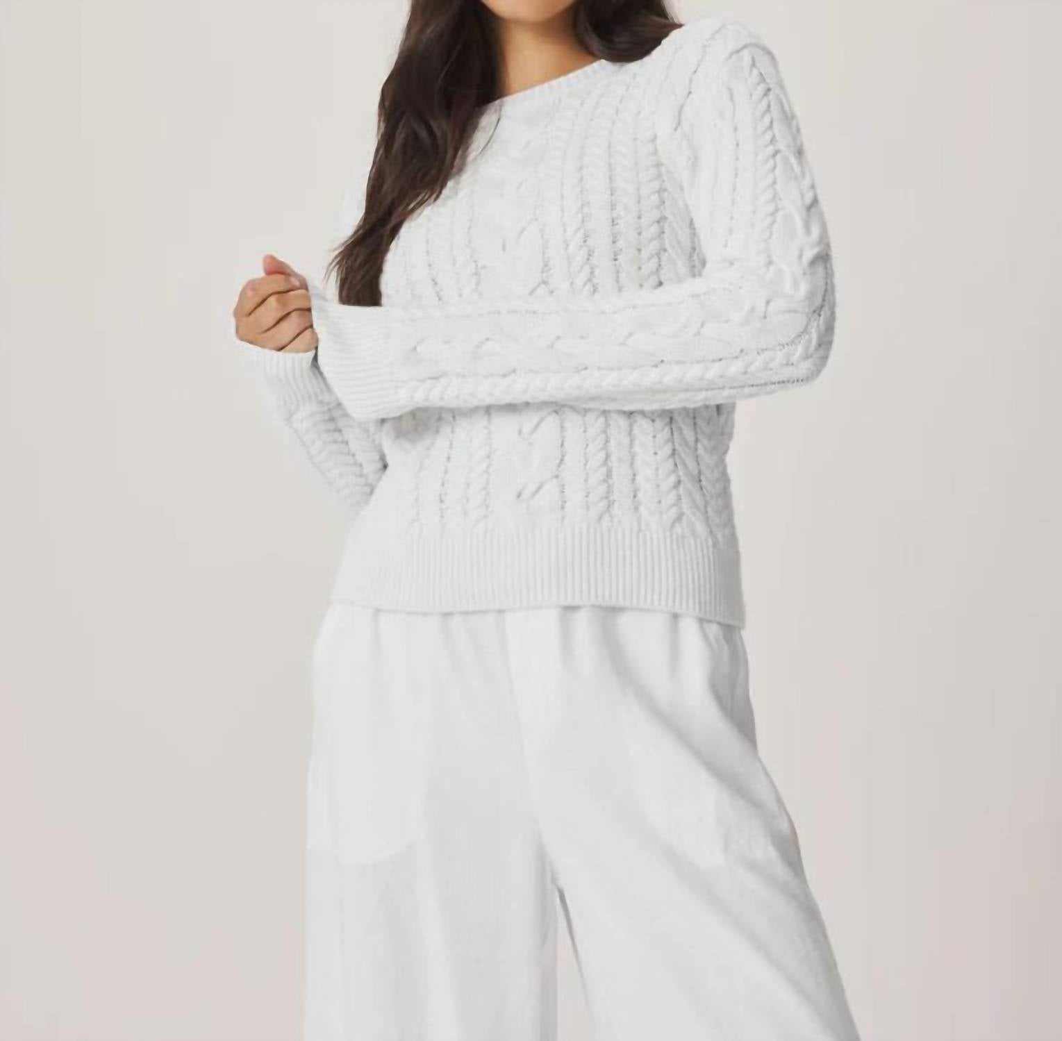 Splendid Annabella Cable Knit Sweater in white - women's sweater