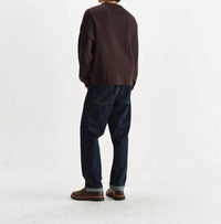 Wax London Riley Crew Sweater in dark brown - men's sweater - detail view