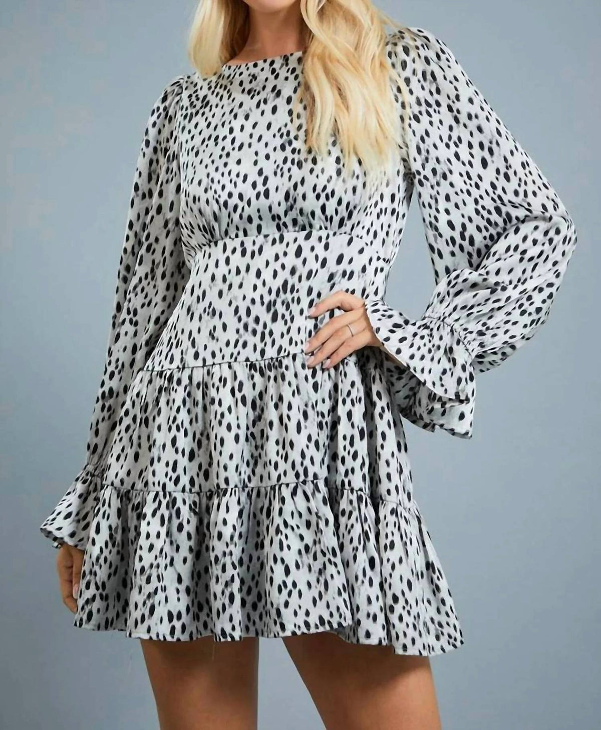 Glam - Printed Dress With Ruffle Sleeves