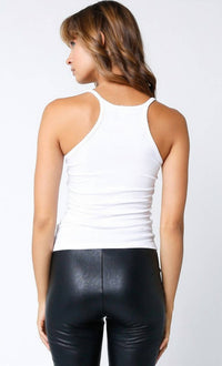 Olivaceous - Fitted Ribbed Spaghetti Strap Tank Top
