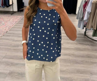 She + Sky - Polka Dot Sleeveless Top