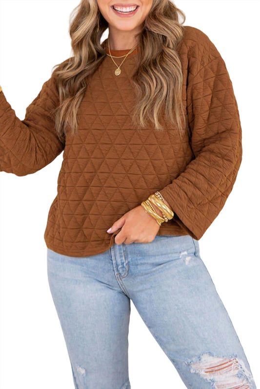 See And Be Seen - Quilted Textured Long Sleeve Top - Plus