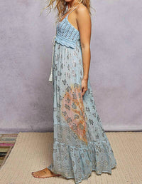 Pol - V-neck Crochet Top Tassel Maxi Dress