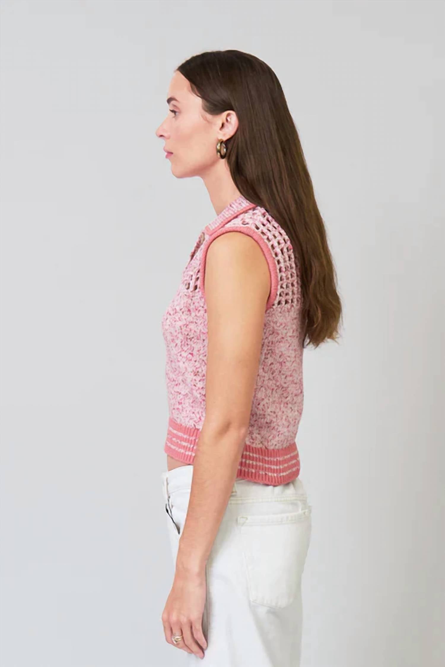 Central Park West - Clover Sleeveless Mesh Polo Shirt