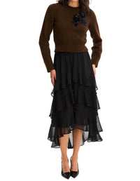 ALLISON NEW YORK Beaded Abigail Sweater in walnut 1 - women's sweater - alternate view
