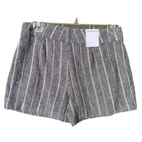 CALVIN KLEIN Women's Linen Blend Striped Shorts with Pockets in gray - women's shorts - detail view