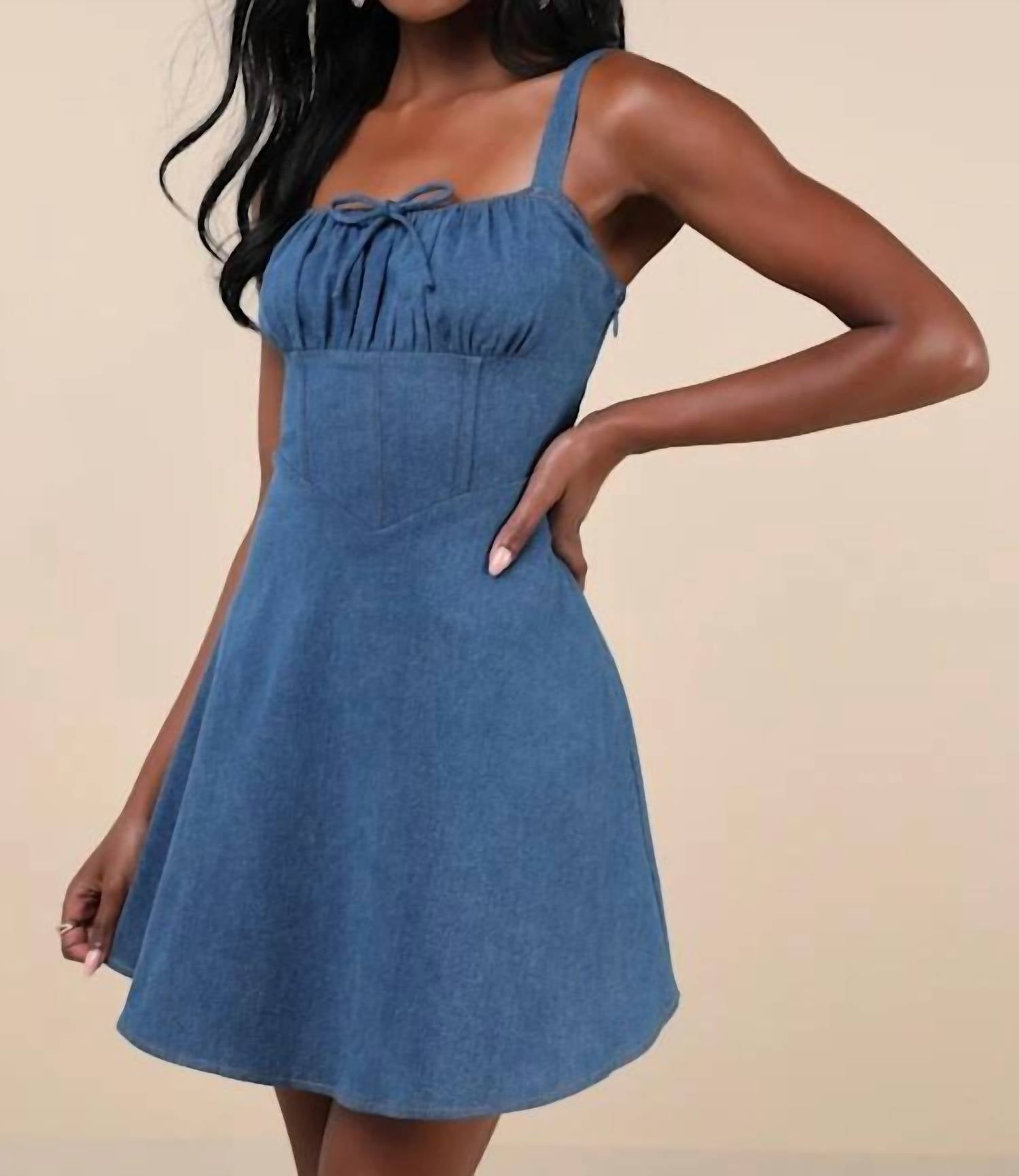 Lulus - Considered Chambray Bustier Mini Dress