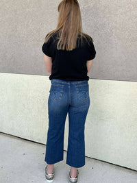 Judy Blue - Ella Back Pocket Embroidery Wide Leg Crop Jeans