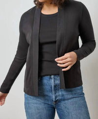 Lilla P Classic Ribbed Cardigan in black - women's cardigan