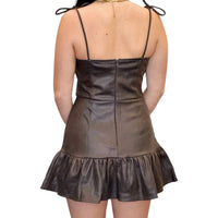 Sincerely Ours Tie Shoulder Suede Romper in chocolate - women's pants - detail view