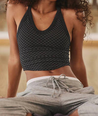 fp movement All Clear V Neck Jacquard Camisole in black holiday - women's shirt