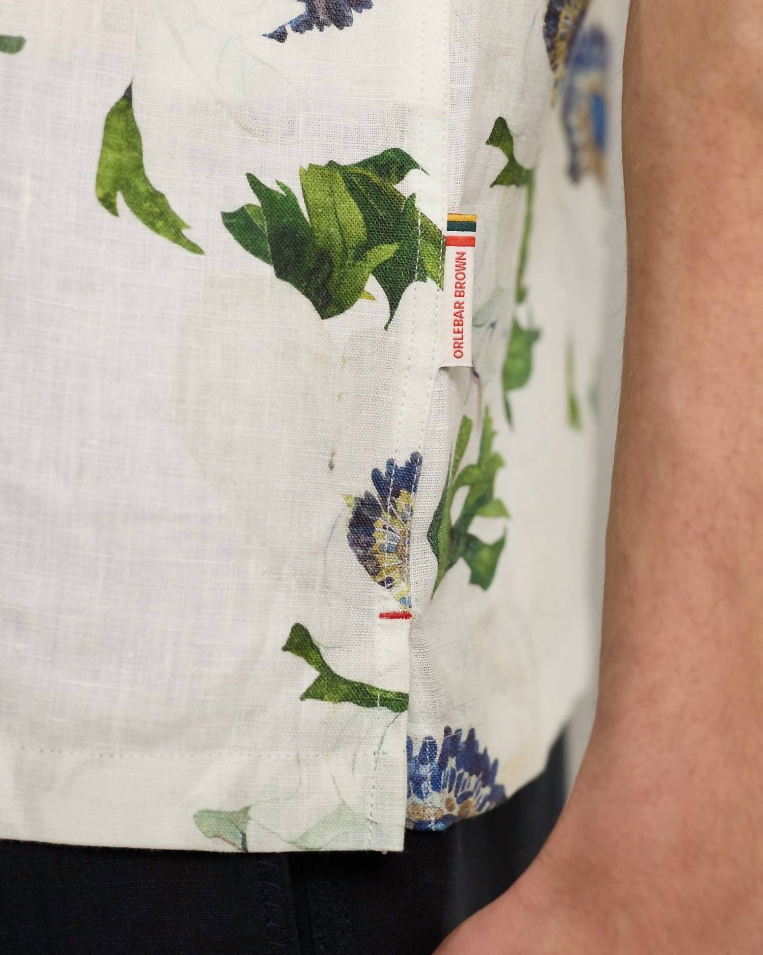 Orlebar Brown Maitan Coronaria Linen Shirt in white sand - men's shirt - alternate view