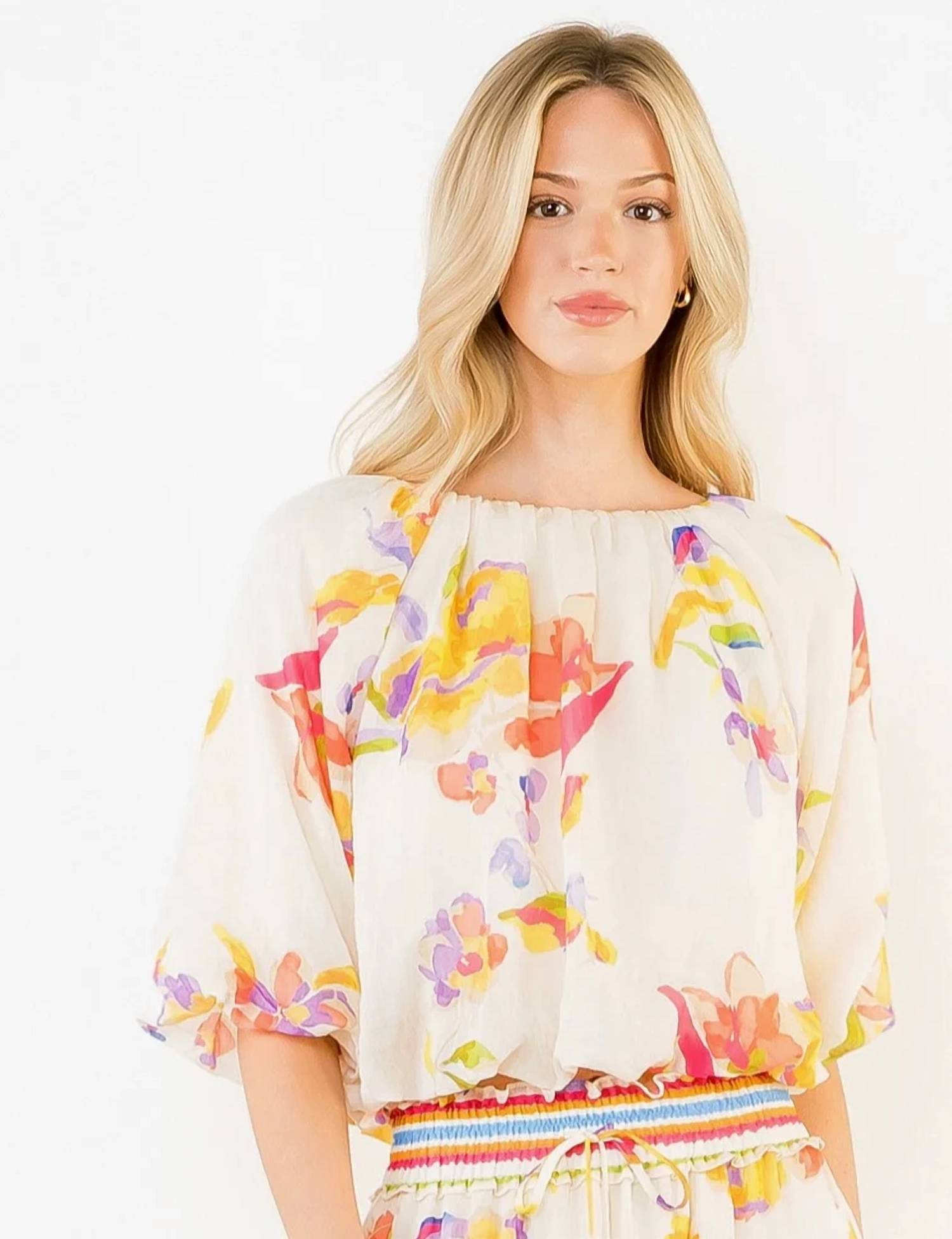 Thml - Floral Gathered Neck Top