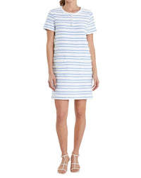 2.7 August Apparel - Fringed Striped Polo Mini Dress