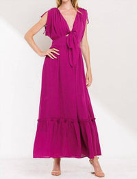 The Clothing Company Front Tie Maxi Dress in magenta - women's dress