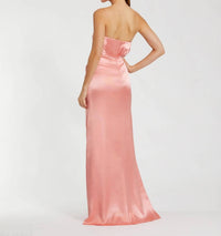 Mac Duggal - Strapless Satin Gown With 3D Flower
