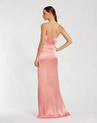 Mac Duggal - Strapless Satin Gown With 3D Flower