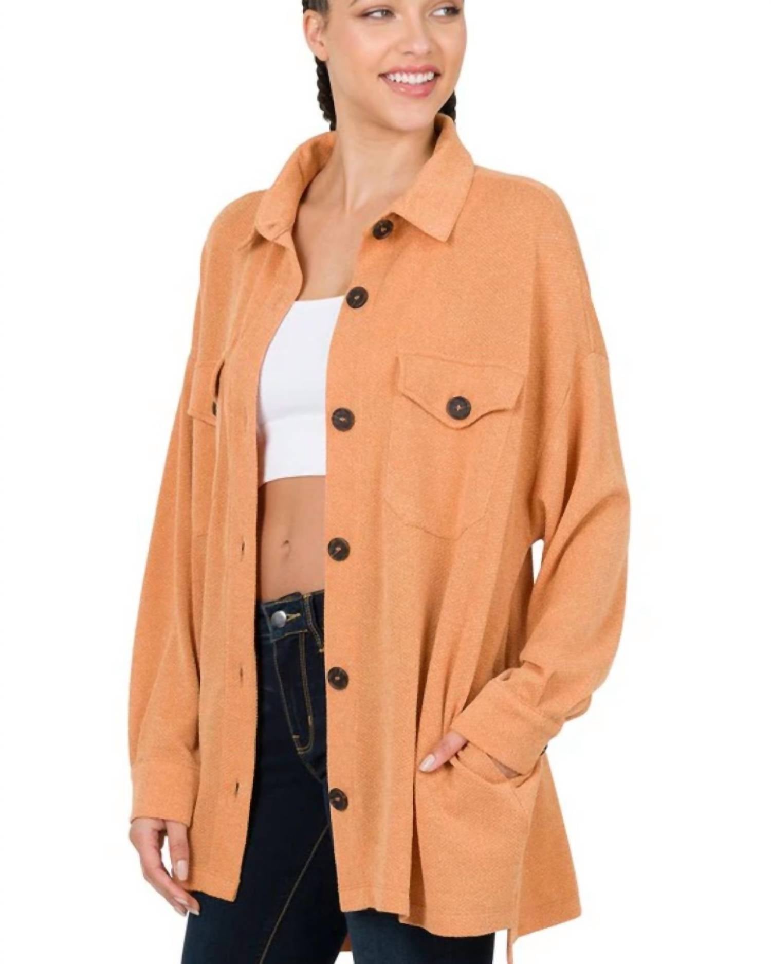 Zenana - Button Down Shacket
