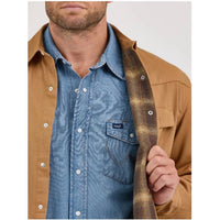 Wrangler Long Sleeve Flannel Lined Work Shirt in rawhide - men's shirt - alternate view