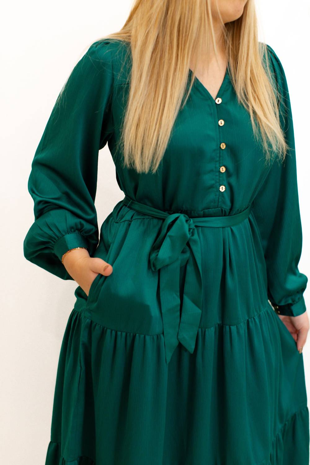 Mary Square Gracelyn Midi Dress in aventurine - women's dress - detail view
