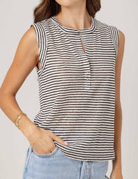 Sundays - Stripe Linen Sky Tee