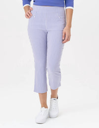 Renuar - Pull-on Capri Pant in Periwinkle Pin Stripe