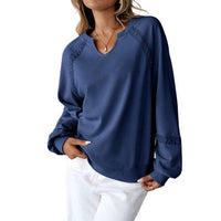 Anna-Kaci - Lace Trim Long Sleeve Knit Sweatshirt