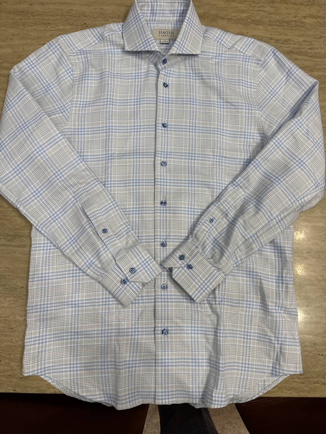 Hagen Men's Button Down Shirt in blue white - men's shirt