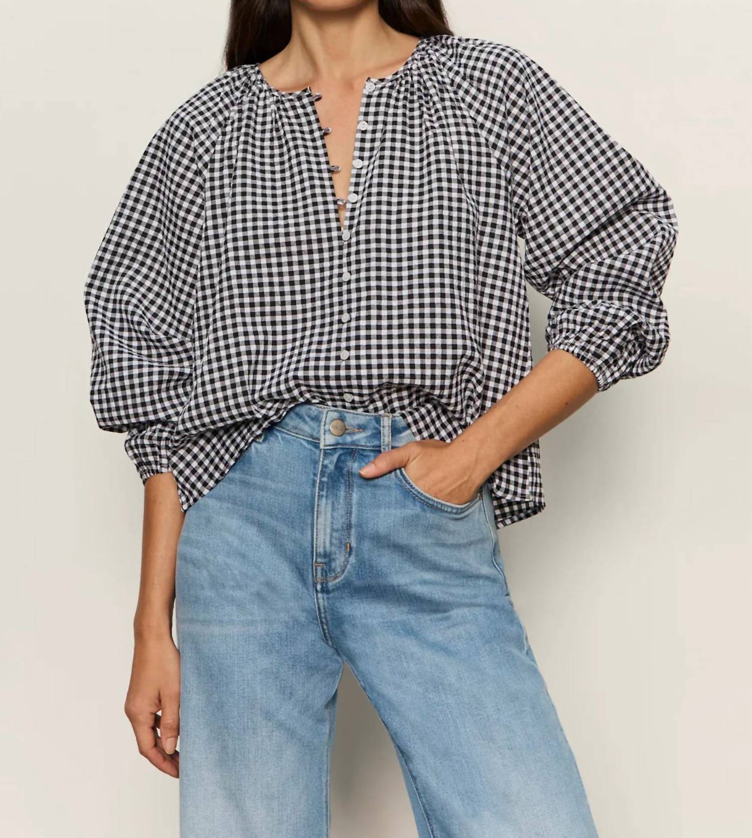 Sanctuary - Perfect Gingham Button Front Blouse