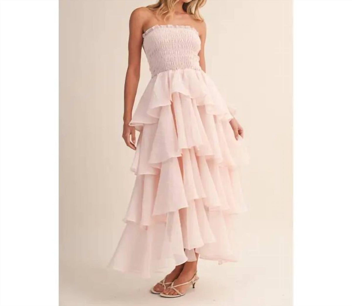 Klesis - Laney Smocked Strapless Ruffle Maxi Dress