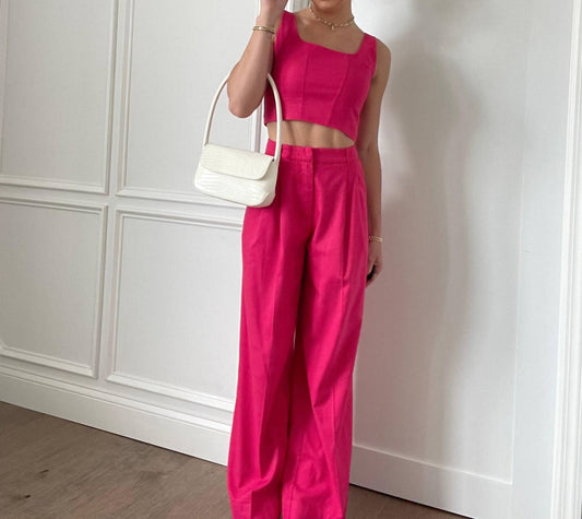 Lucy Paris - Tia Linen Pleated Wide Leg Pants