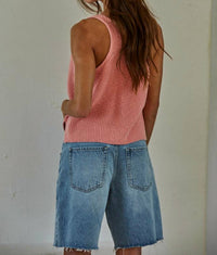 By Together Amai Sweater Tank in peach pink - women's tank top - detail view