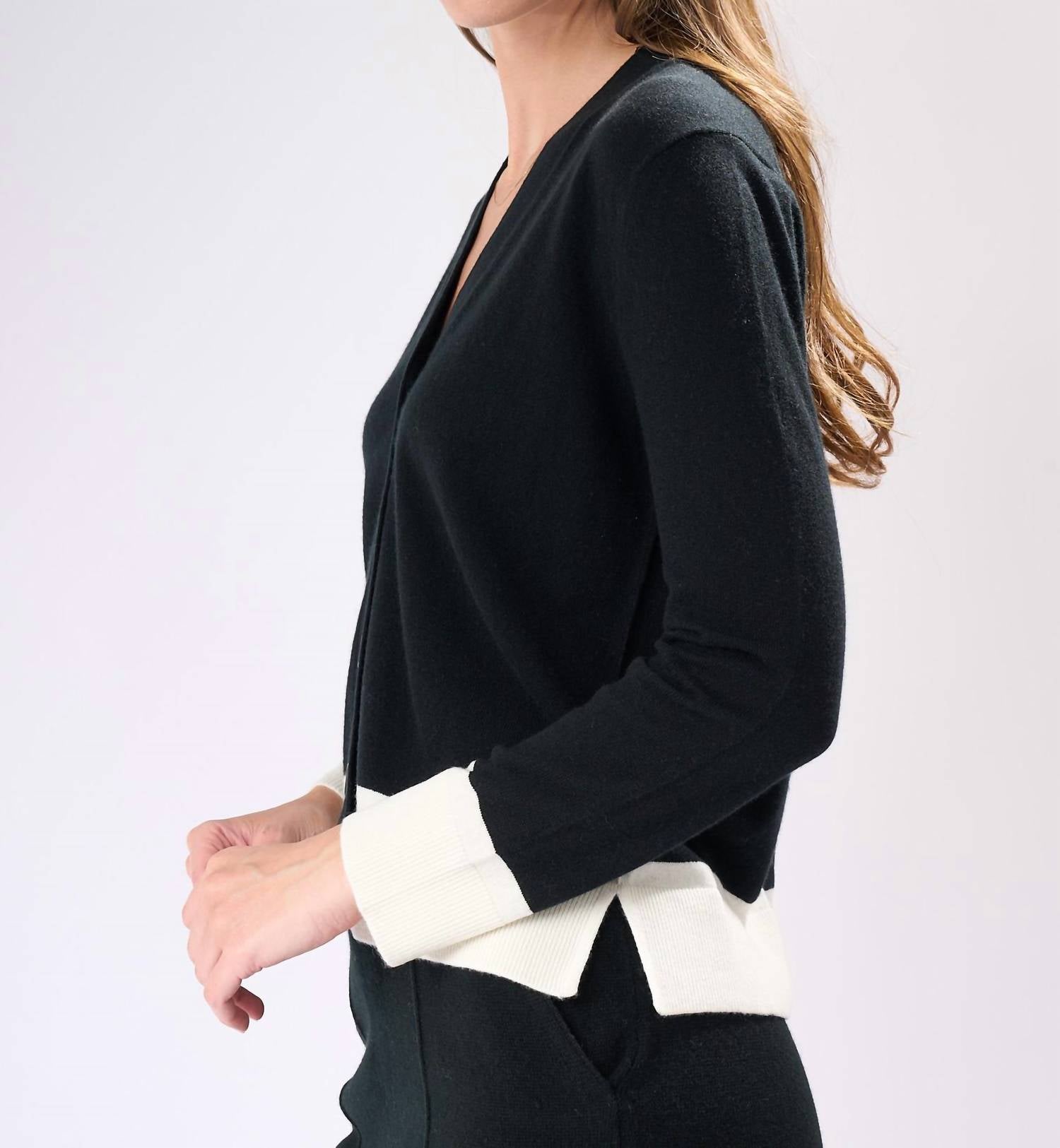 Cashmere Clouds - Two-Tone Button Cashmere Cardigan