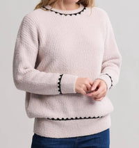 Barefoot Dreams - Cozychic Ribbed Sweater With Blanket Stitch