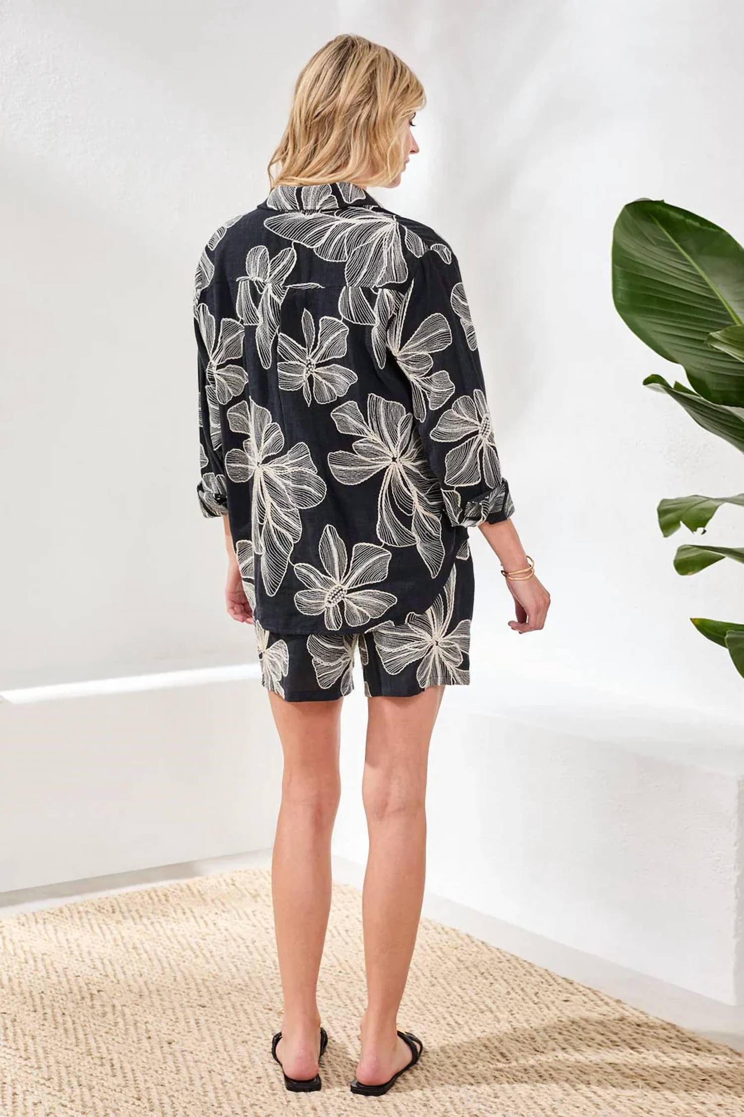 Tribal - Embroidered Long Sleeve Button‑front Blouse