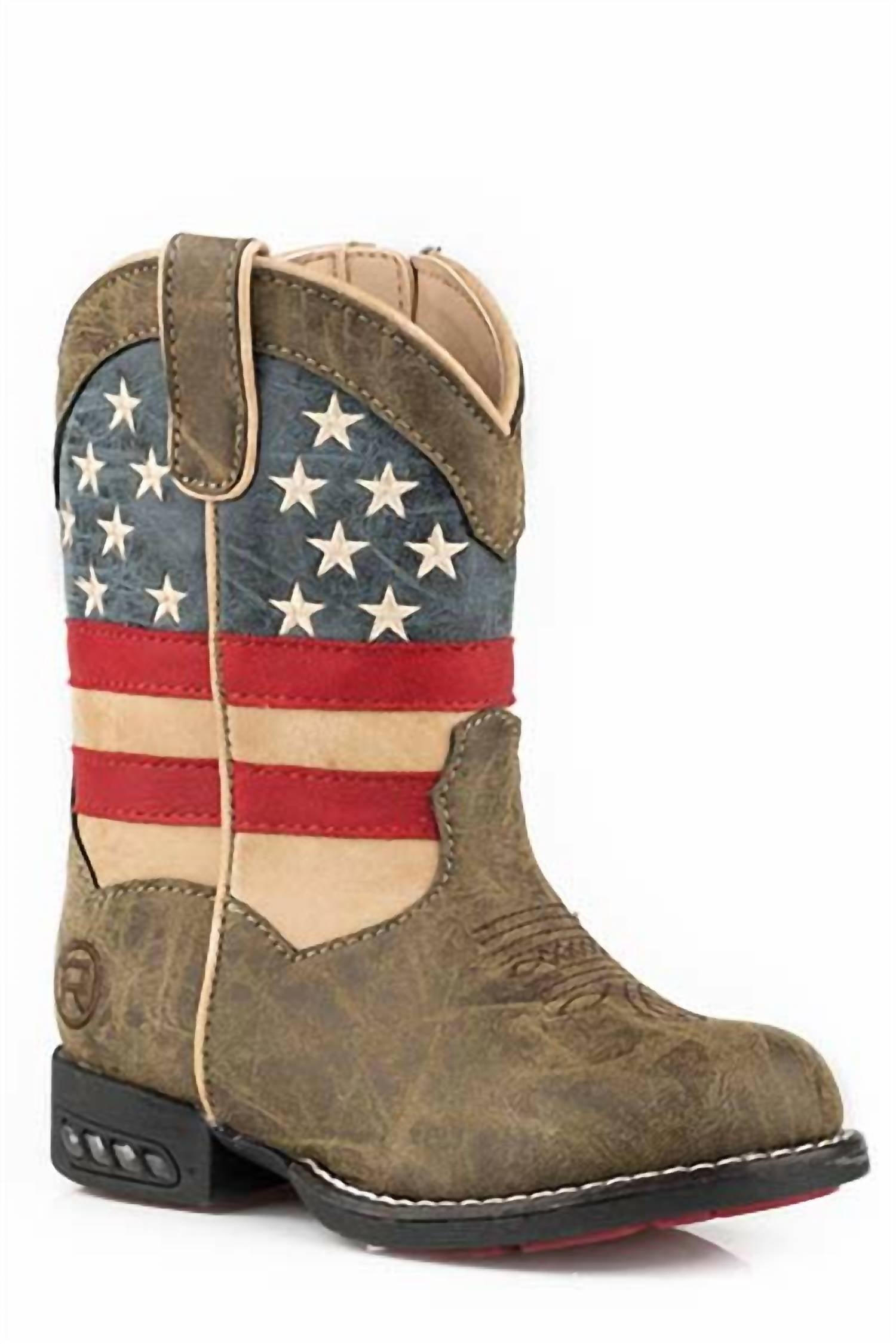 Roper - Boy's Faux Leather Patriot Light Up Boots