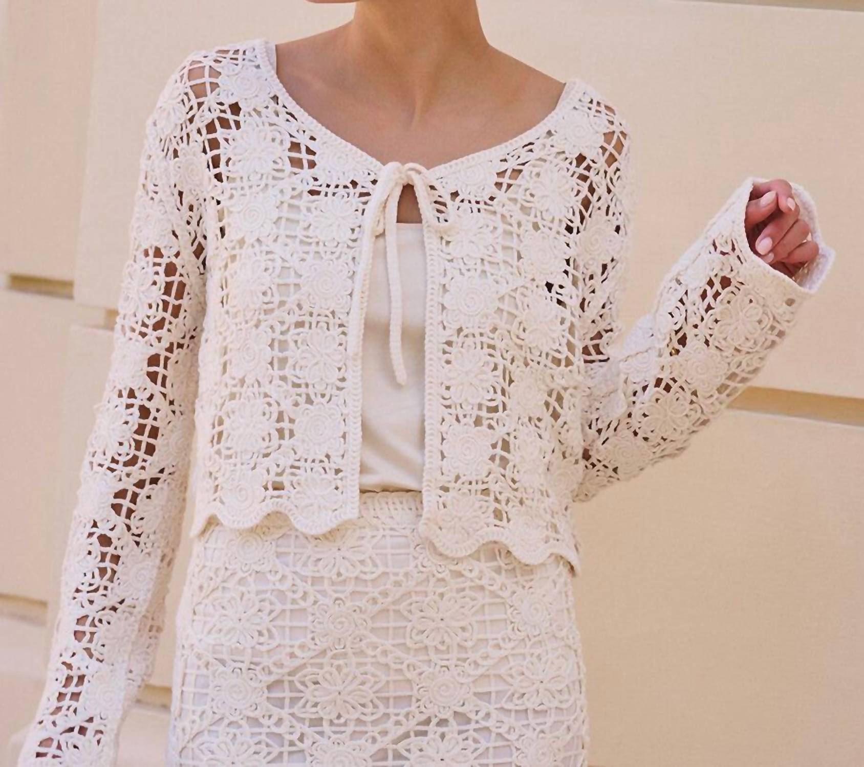 Esqualo - Carina Tape Yarn Crochet Cardigan