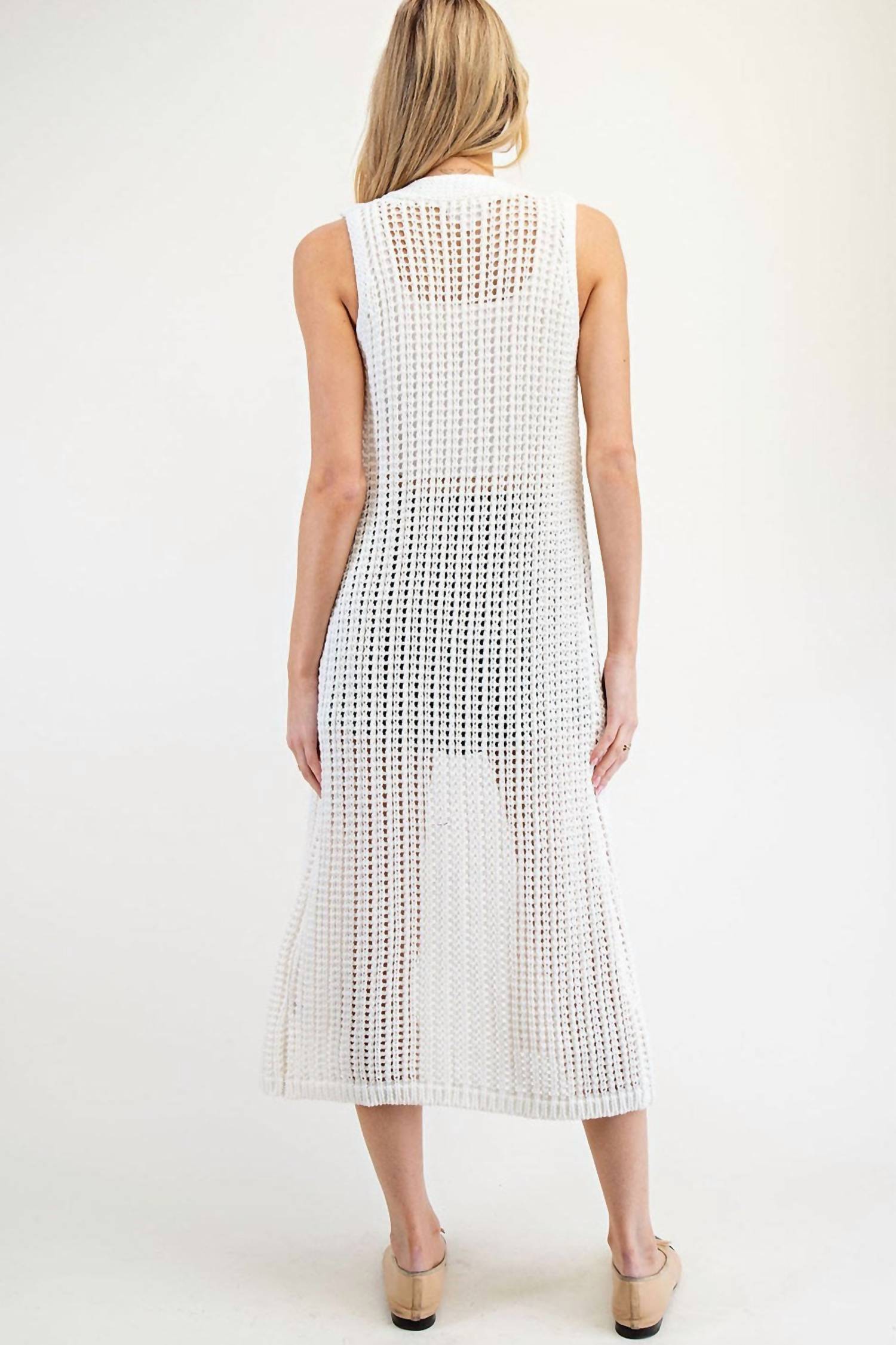 Ee:Some - Seaside Stroll Crochet Sleeveless Cardigan
