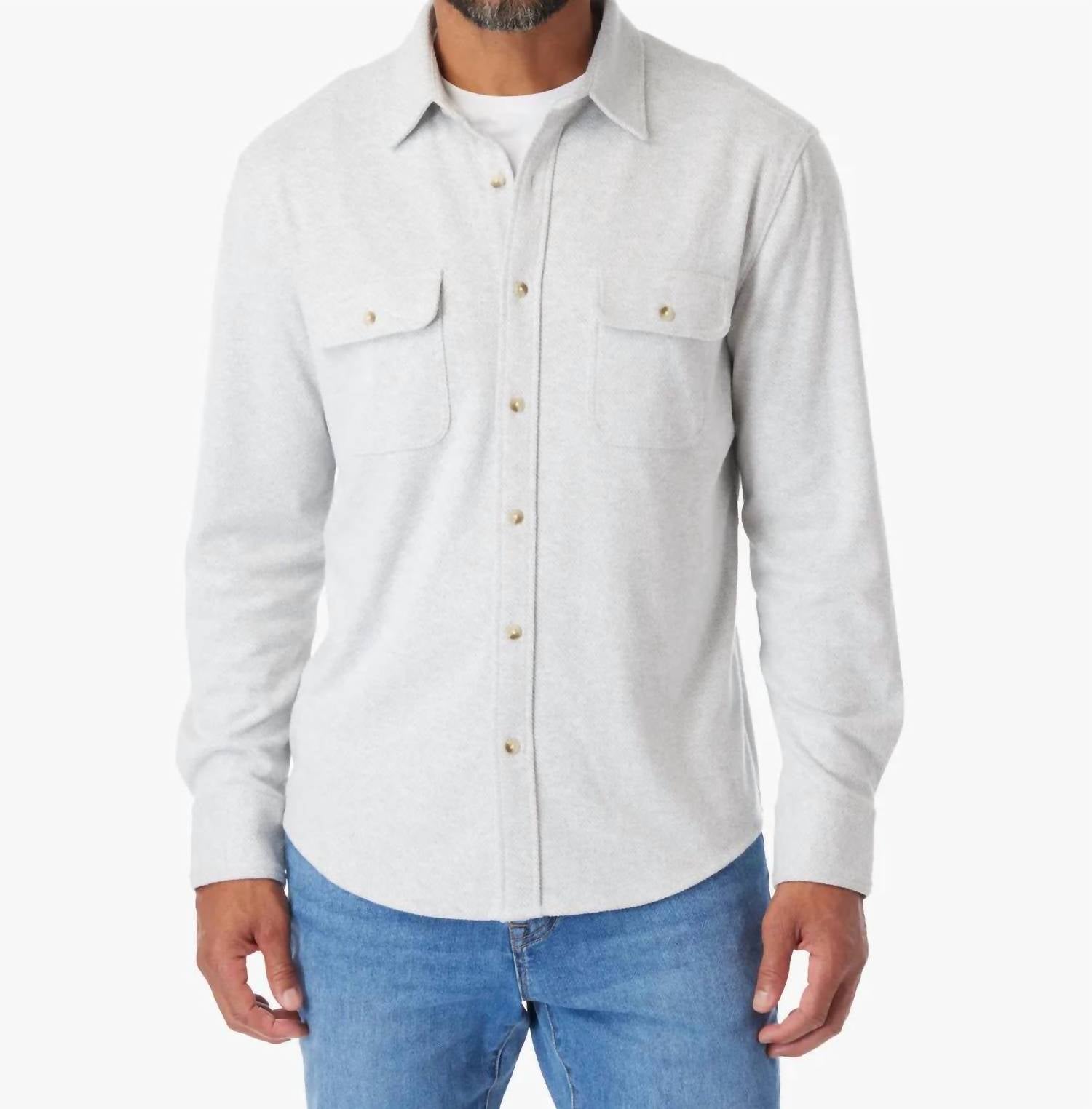 Fairfax & Favor Men's Dunewood Flannel Shirt in heather gray twill - men's long sleeve top