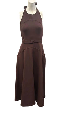 Oscar De La Renta - Women's Belted Halter Low Back Midi Dress