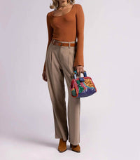 Weekend Los Angeles Amanda Long Sleeve Top in copper 1 - women's long sleeve top - detail view