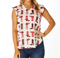 Stewart Simmons - Georgia Boots Ruffle Tank Top